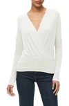 Michael Stars India Faux Wrap Sweater In Chalk