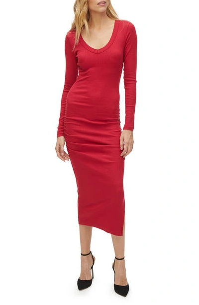 Michael Stars Nova Long Sleeve Rib Dress In Heart