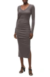 Michael Stars Nova Long Sleeve Rib Dress In Oxide
