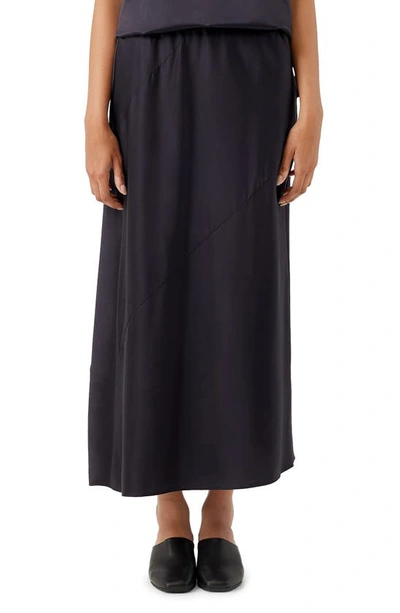 Eileen Fisher Silk-blend Bias Skirt In Nocturne