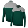 Colosseum Men's  Green, Heather Gray Michigan State Spartans Be The Ball Quarter-zip Top In Green