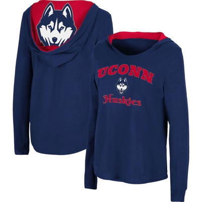 Colosseum Navy Uconn Huskies Catalina Hoodie Long Sleeve T-shirt