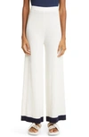 Zimmermann Women's High Tide Wool Wide-leg Pants In Cream/ Navy