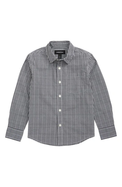 Nordstrom Kids' Stripe Poplin Button-up Shirt In White Mixed Check