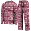 Concepts Sport Men's Maroon Texas A&m Aggies Ugly Sweater Long Sleeve T-shirt And Pants Sleep Set In Maroon