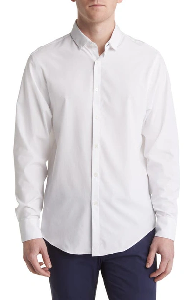 Mizzen + Main Leeward No-tuck Stretch Button-up Shirt In White Solid