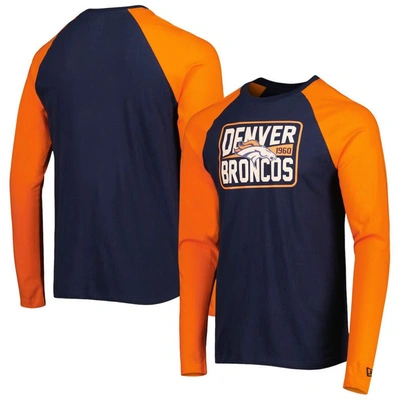 New Era Navy Denver Broncos Current Raglan Long Sleeve T-shirt