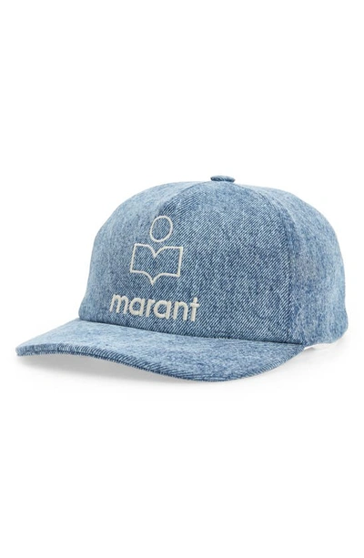 Isabel Marant Tyron Logo Denim Baseball Cap In Light Blue