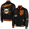 Pro Standard Black San Francisco Giants Mash Up Logo Varsity Full-zip Jacket In Black