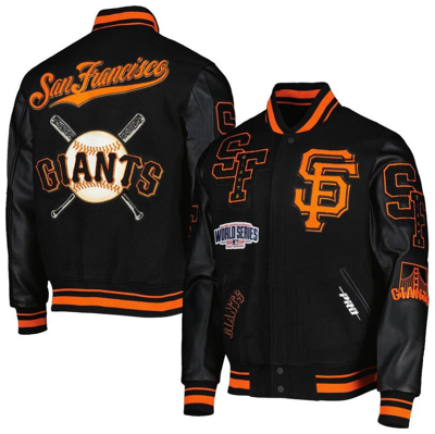 Pro Standard Black San Francisco Giants Mash Up Logo Varsity Full-zip Jacket In Black