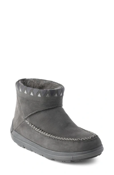 Manitobah Mukluks Reflections Genuine Shearling Water Resistant Bootie In Charcoal