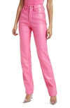 Good American Icon Straight-leg Mid-rise Faux Leather Trousers In Sorority Pink003