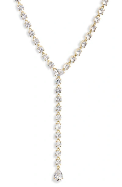 Melinda Maria Cubic Zirconia Y-necklace In Gold/white Diamondettes