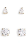 Melinda Maria I Got A Raise Set Of 2 Stud Earrings In Gold/white Diamondettes