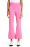 Adam Lippes Flare-leg Ankle Pull-on Knit Trousers In Pink