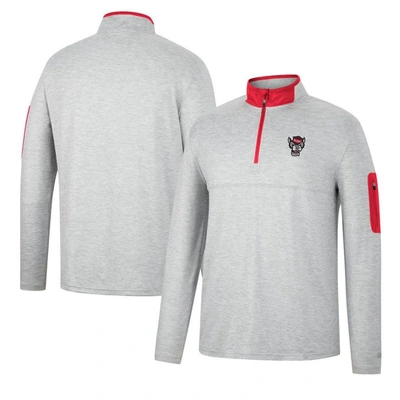 Colosseum Men's  Heathered Gray, Red Nc State Wolfpack Country Club Windshirt Quarter-zip Jacket In Heathered Gray,red