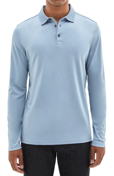 Robert Barakett Georgia Long Sleeve Polo In Faded Denim