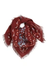 Madewell Shadow Petal Fringe Organic Cotton Bandana In Dark Merlot