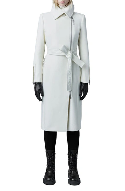 Mackage Spread-collar Tied Coat In Cream