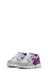 Nike Kids Purple & Silver Huarache Run Big Kids Sneakers In Pure Platinum,violet Frost,vivid Purple,metallic Copper