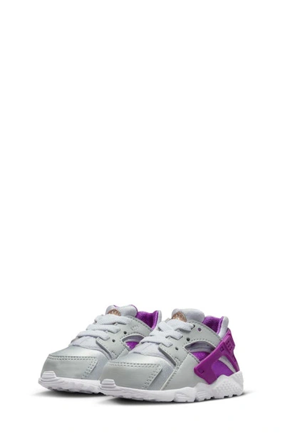 Nike Kids Purple & Silver Huarache Run Big Kids Sneakers In Pure Platinum/metallic Copper/violet Frost