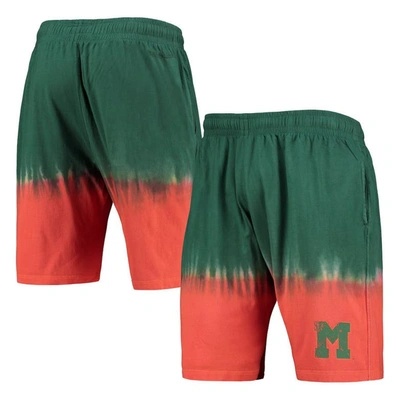 Mitchell & Ness Men's  Orange, Green Miami Hurricanes Tie-dye Shorts In Orange,green