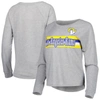 OUTERSTUFF JUNIORS HEATHERED GRAY LOS ANGELES RAMS ALL STRIPED UP RAGLAN LONG SLEEVE T-SHIRT