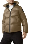 Canada Goose Crofton Black Label Beige Nylon Padded Jacket In Green