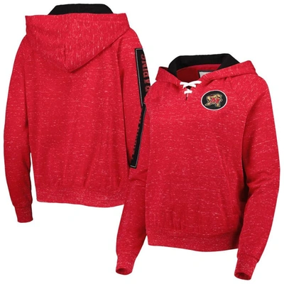 COLOSSEUM COLOSSEUM RED MARYLAND TERRAPINS THE DEVIL SPECKLE LACE-PLACKET RAGLAN PULLOVER HOODIE