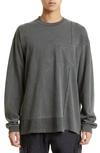 John Elliott Gray Reconstructed Long Sleeve T-shirt In Washed Black