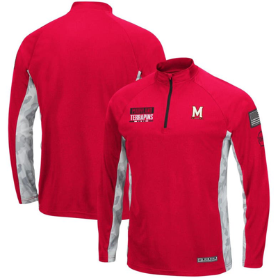Colosseum Men's  Red Maryland Terrapins Oht Military-inspired Appreciation Snow Cruise Raglan 1/4-zip