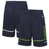 NEW ERA NEW ERA COLLEGE NAVY SEATTLE SEAHAWKS COMBINE AUTHENTIC RUSHER TRAINING SHORTS