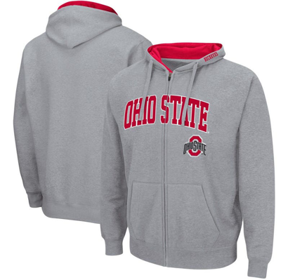 Colosseum Men's Heather Gray Ohio State Buckeyes Arch Logo 3.0 Full-zip Hoodie