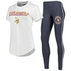 Concepts Sport Women's  White, Charcoal Minnesota Vikings Sonata T-shirt And Leggings Sleep Set In White