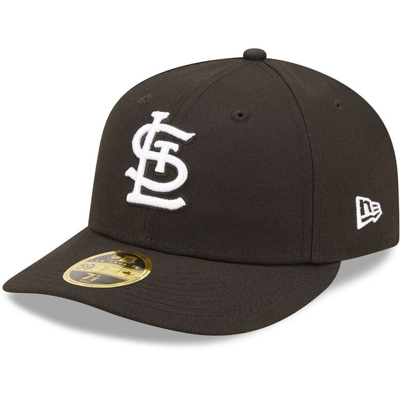 New Era Men's  St. Louis Cardinals Black, White Low Profile 59fifty Fitted Hat