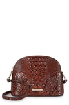 Brahmin Georgina Small Croc Embossed Leather Dome Crossbody Bag In Pecan