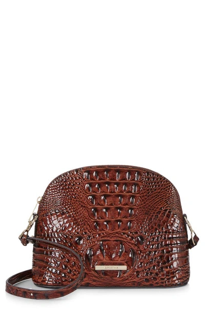 Brahmin Georgina Small Croc Embossed Leather Dome Crossbody Bag In Pecan