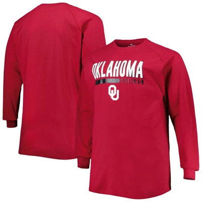 Profile Men's Crimson Oklahoma Sooners Big And Tall Two-hit Raglan Long Sleeve T-shirt
