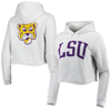 League Collegiate Wear Ash Lsu Tigers 2-hit 1636 Cropped Pullover Hoodie In Ash