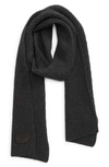 Vince Wool & Cashmere Shaker Stitch Rib Scarf In Charcoal