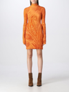 Etro Printed Jersey Turtleneck Mini Dress In Orange