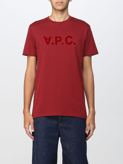 Apc T-shirts A.p.c. Men Color Burgundy
