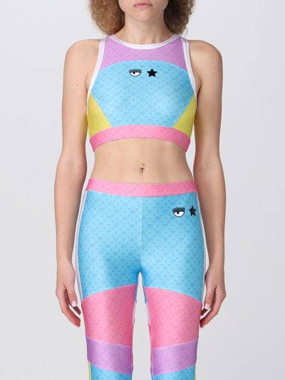 Chiara Ferragni Logomania Top In Gnawed Blue