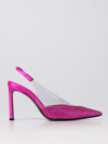 Sergio Rossi X Evangelie Smyrniotaki Satin & Vinyl Slingback Pump In Fuchsia