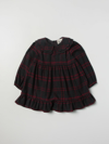Douuod Check-print Long-sleeve Dress In Grey