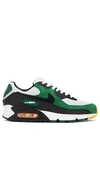 Nike Air Max 90 Premium Sneaker In Pure Platinum  Black & Gorge Green