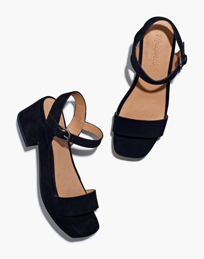 Mw The Lina Platform Sandal In Suede In True Black
