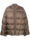 Rick Owens Zipped Padded Jacket In Brown