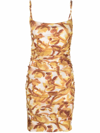 Nanushka Adie Stretch Mesh Jersey Mini Dress In Orange