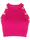 Balmain Logo Buttons Top In Fucsia